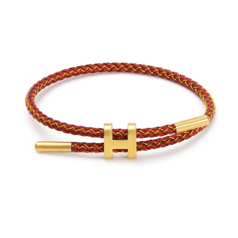 H-Buckle Stainless Steel Rope Bracelet – Unisex Fashion Wristband for Men & Women