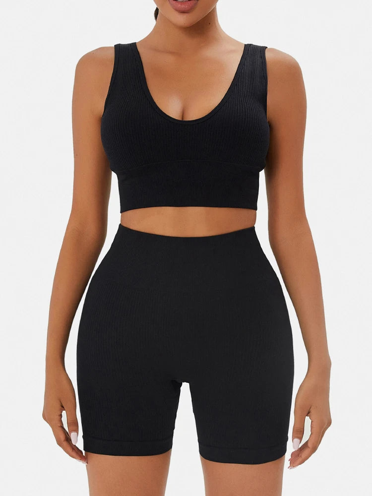 Seamless Women’s Yoga Set – High Waist Gym Leggings & Sports Bra, Quick Dry Fitness Outfit