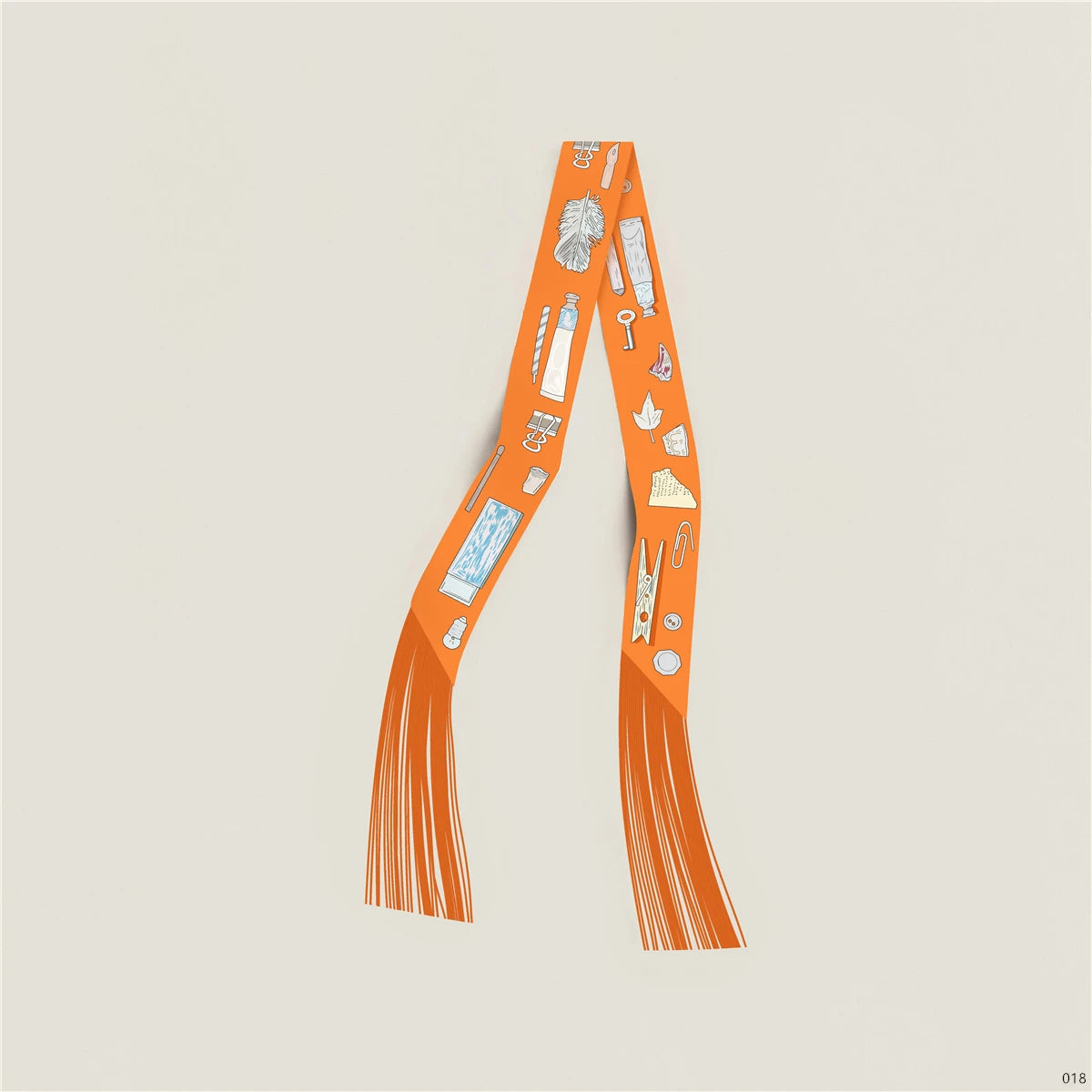 Women's Satin Silk Feel Twilly Fringe Scarf – Tassel Print Scarf Ribbon, Bag Handle Wrap & Neck Scarf