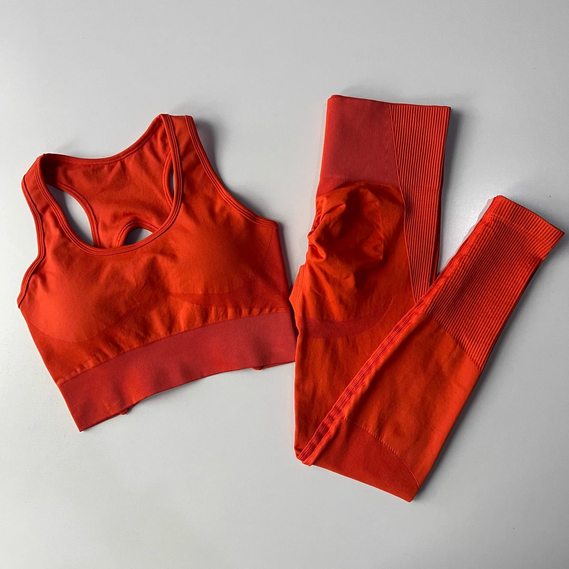 Women’s Open Back Workout Set – High Waist Yoga Leggings & Sports Bra Fitness Outfit