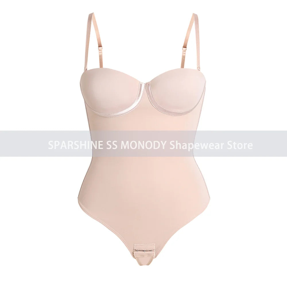 Women’s Seamless Lace-Up Shapewear Bodysuit – Tummy Control Thong Full Body Shaper