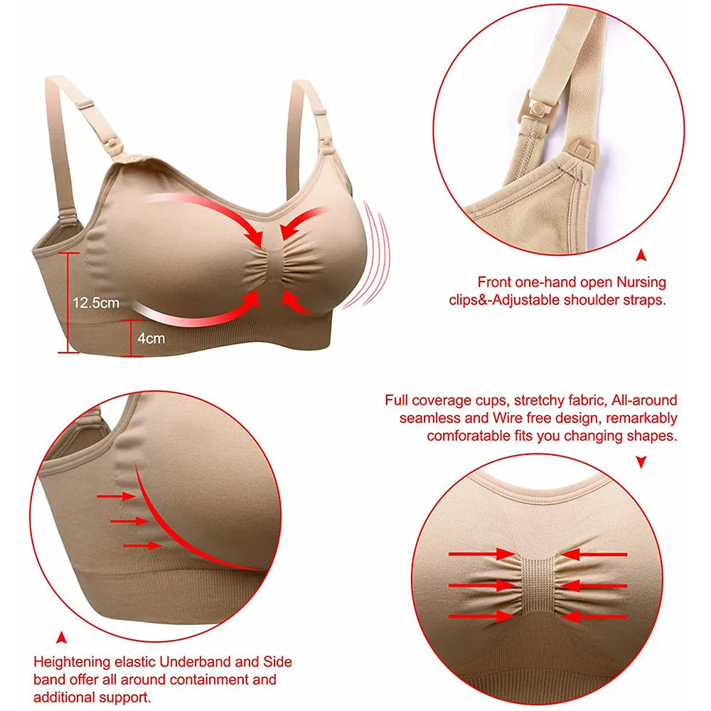 3Pcs Maternity Nursing Bras Wirefree Breathable Breastfeeding Bras for Pregnant & Nursing Women