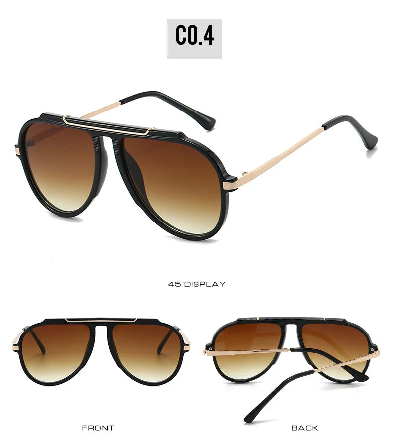 Oversized Pilot Sunglasses – Vintage Gradient UV400 Shades, Fashion Eyewear for Women & Men