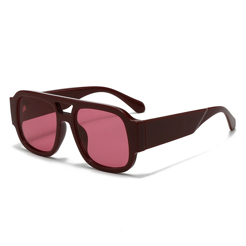4 Sets Oversized Square Sunglasses Double Bridge Candy Color Fashion Outdoor Shades for Women & Men