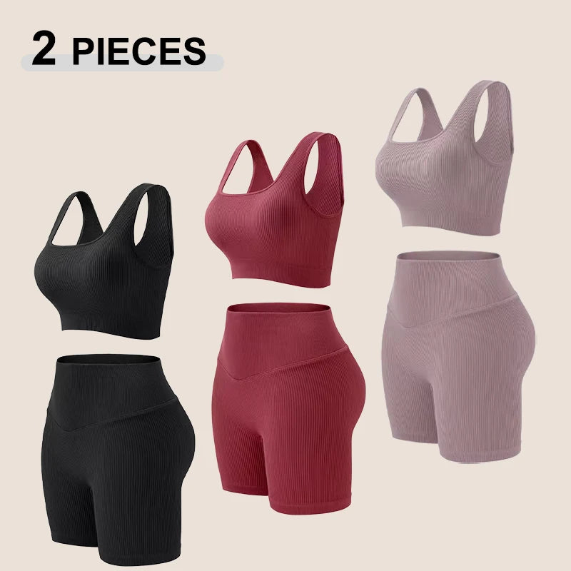 Seamless Women’s Yoga Set – High Waist Gym Leggings & Sports Bra, Quick Dry Fitness Outfit