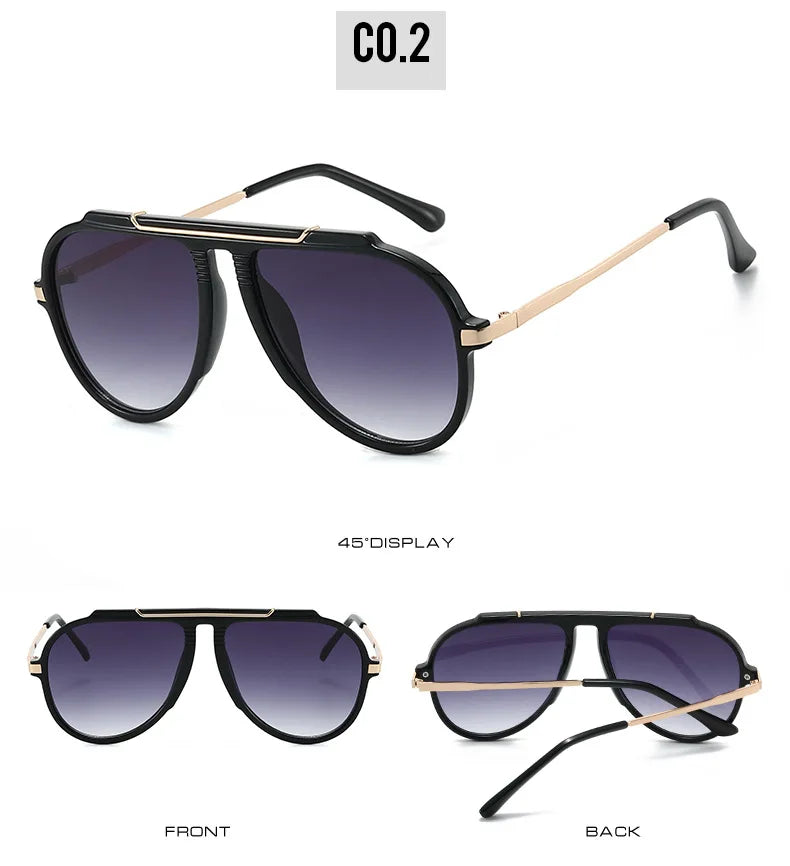 Oversized Pilot Sunglasses – Vintage Gradient UV400 Shades, Fashion Eyewear for Women & Men