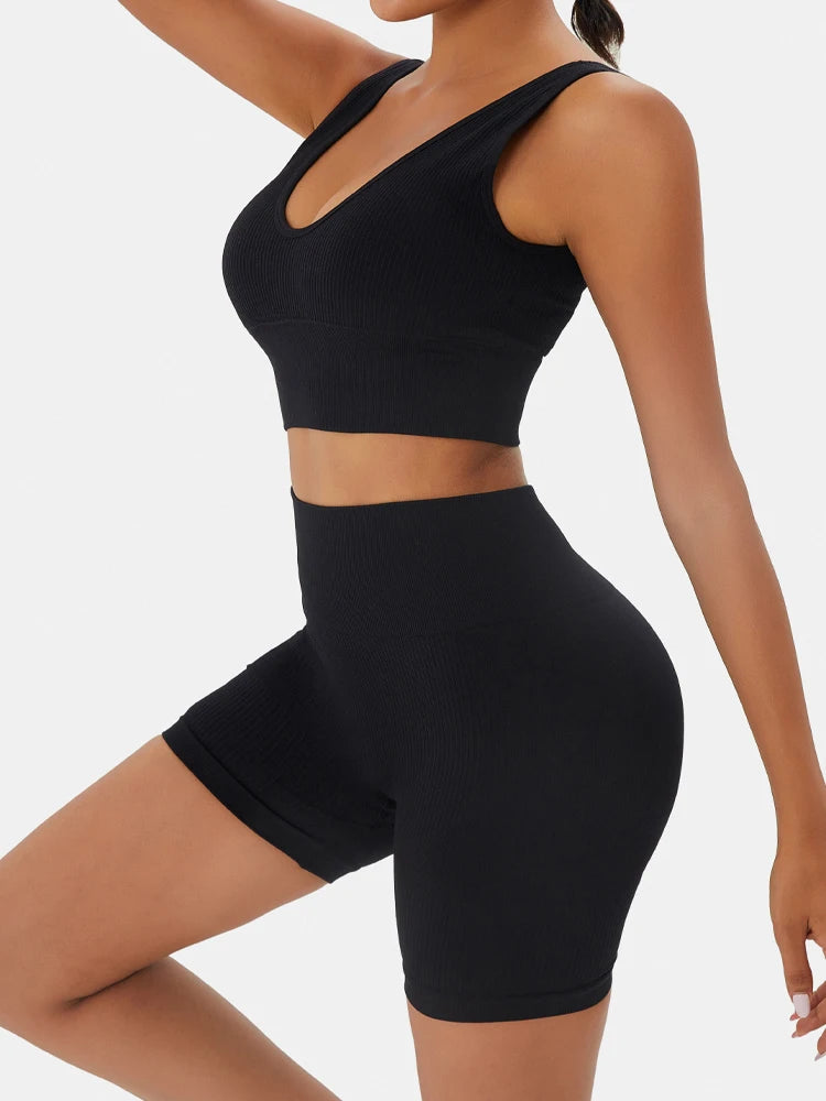 Seamless Women’s Yoga Set – High Waist Gym Leggings & Sports Bra, Quick Dry Fitness Outfit