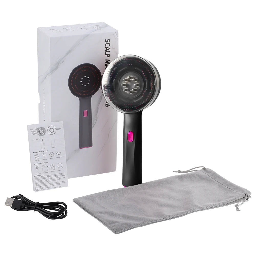 Red Light Scalp Massager Comb – Electric Scalp Care Device with Oil Applicator & Massage Function