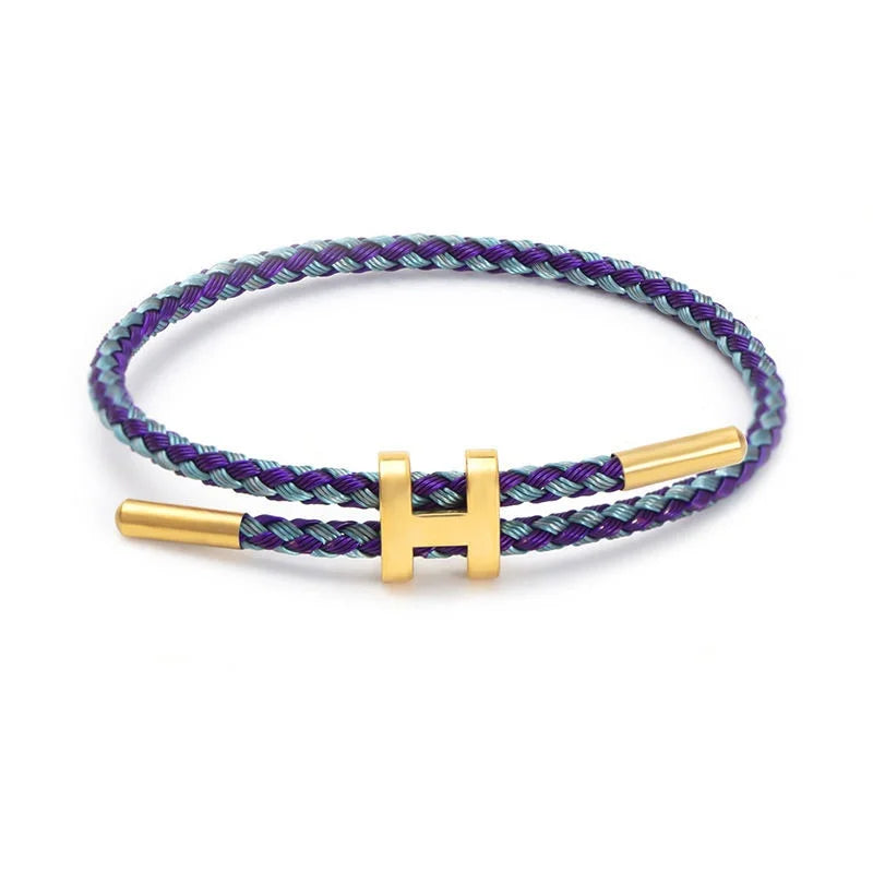 H-Buckle Stainless Steel Rope Bracelet – Unisex Fashion Wristband for Men & Women