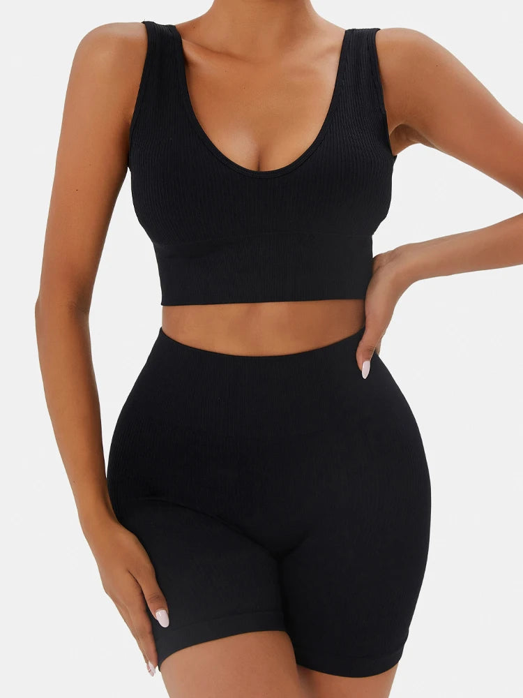 Seamless Women’s Yoga Set – High Waist Gym Leggings & Sports Bra, Quick Dry Fitness Outfit