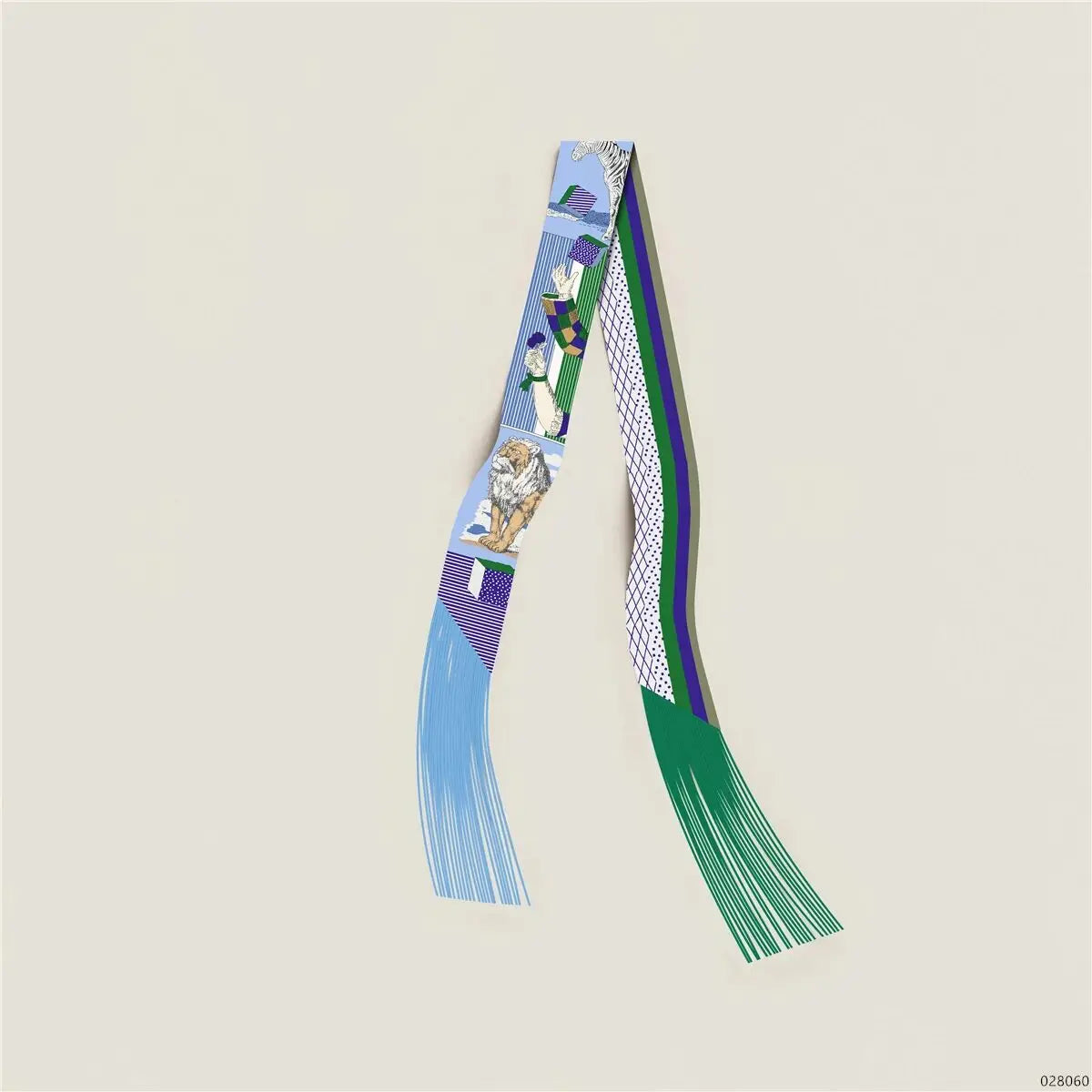 Women's Satin Silk Feel Twilly Fringe Scarf – Tassel Print Scarf Ribbon, Bag Handle Wrap & Neck Scarf