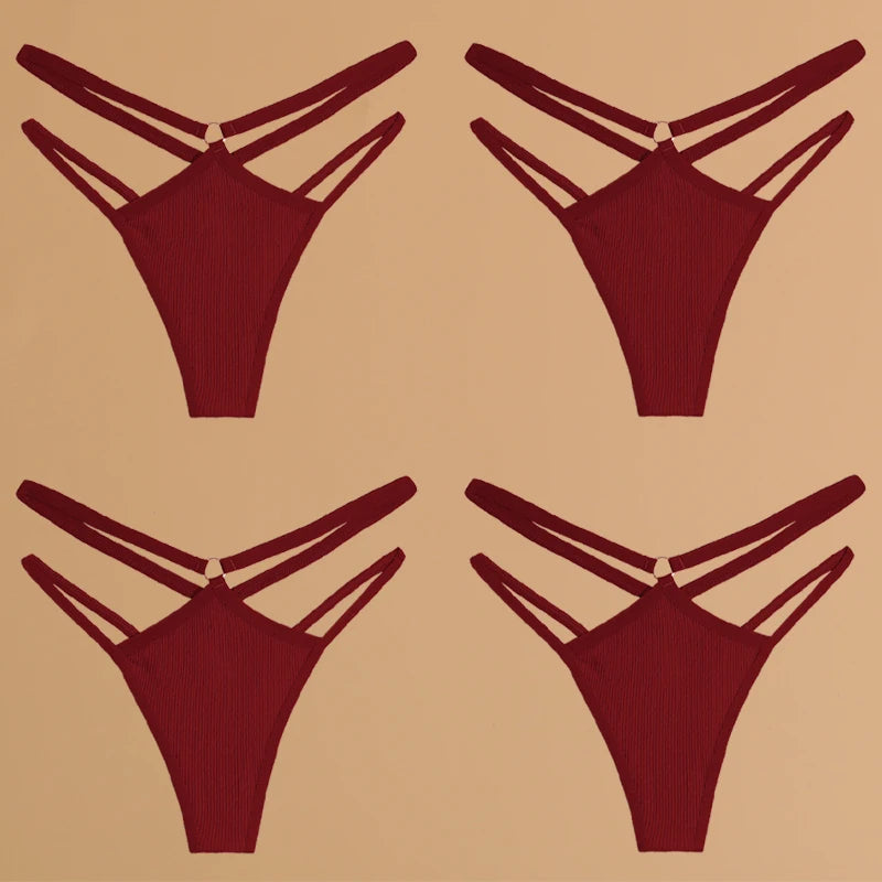 4-Pack Women's Cotton Thongs – Low Rise Breathable Stretch Panties, Everyday Comfort Underwear