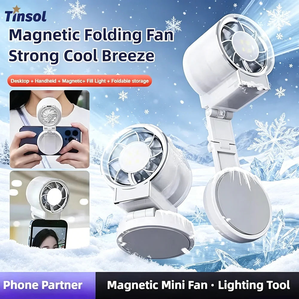 Magnetic Clip-On Mini Fan with Fill Light Portable Selfie & Streaming Fan
