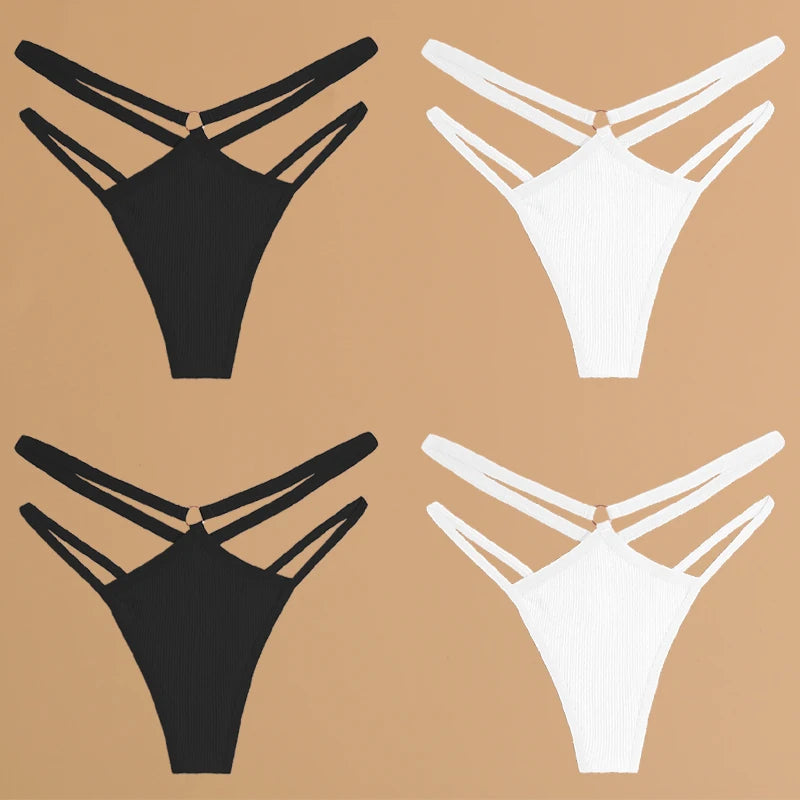 4-Pack Women's Cotton Thongs – Low Rise Breathable Stretch Panties, Everyday Comfort Underwear