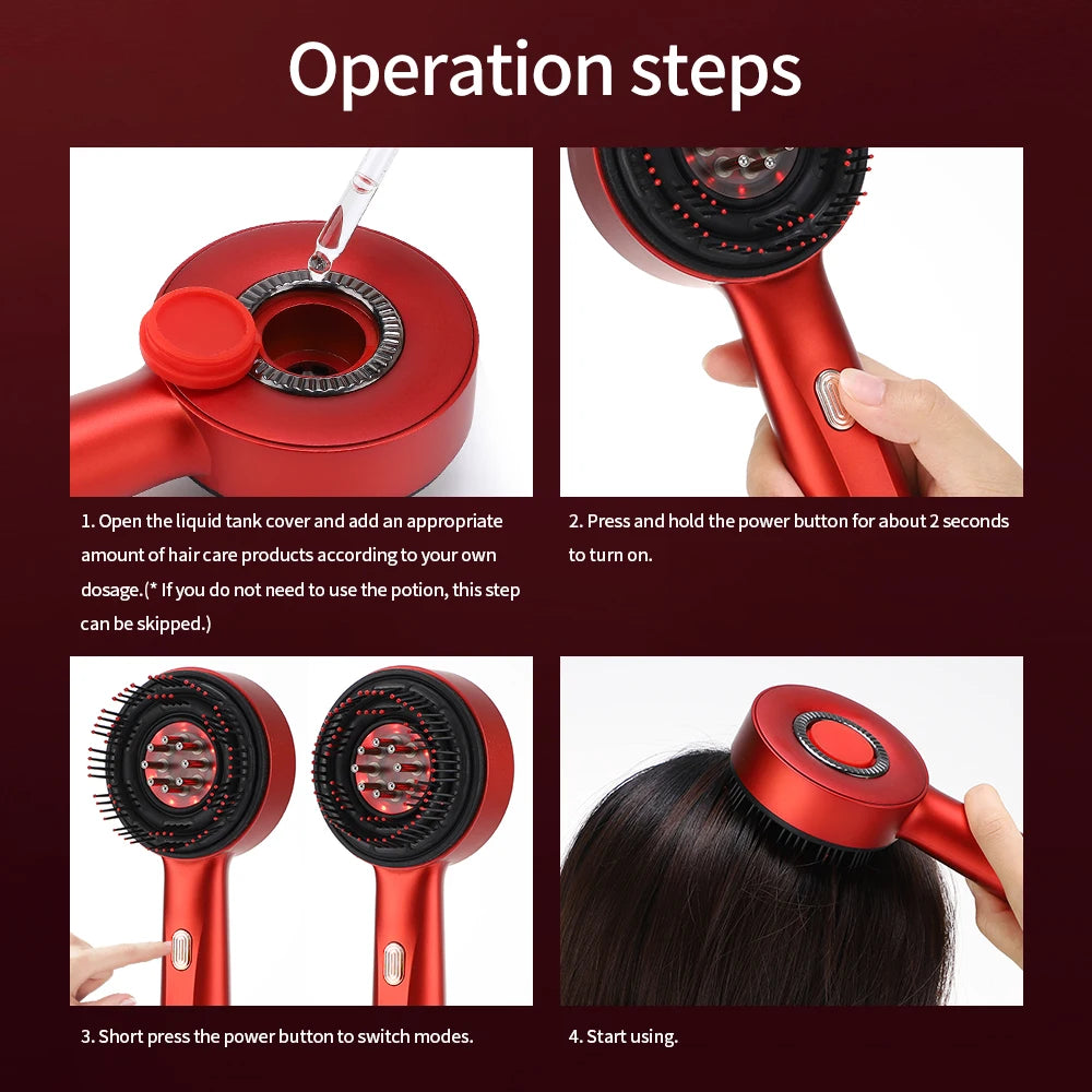 Red Light Scalp Massager Comb – Electric Scalp Care Device with Oil Applicator & Massage Function