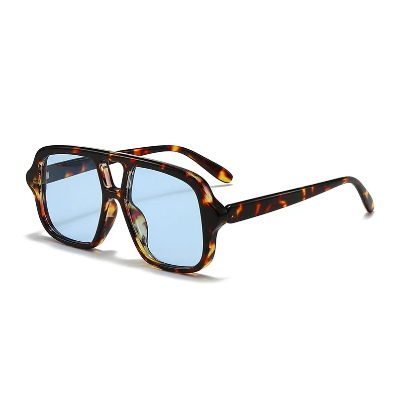 Vintage Square Double Bridge Sunglasses – Style UV400 Fashion Shades for Men & Women
