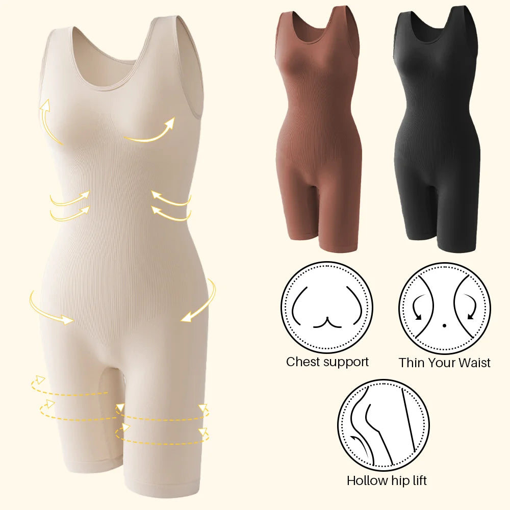 Women’s Seamless Full Body Shapewear Bodysuit Tummy Control Thigh Slimming Body Shaper