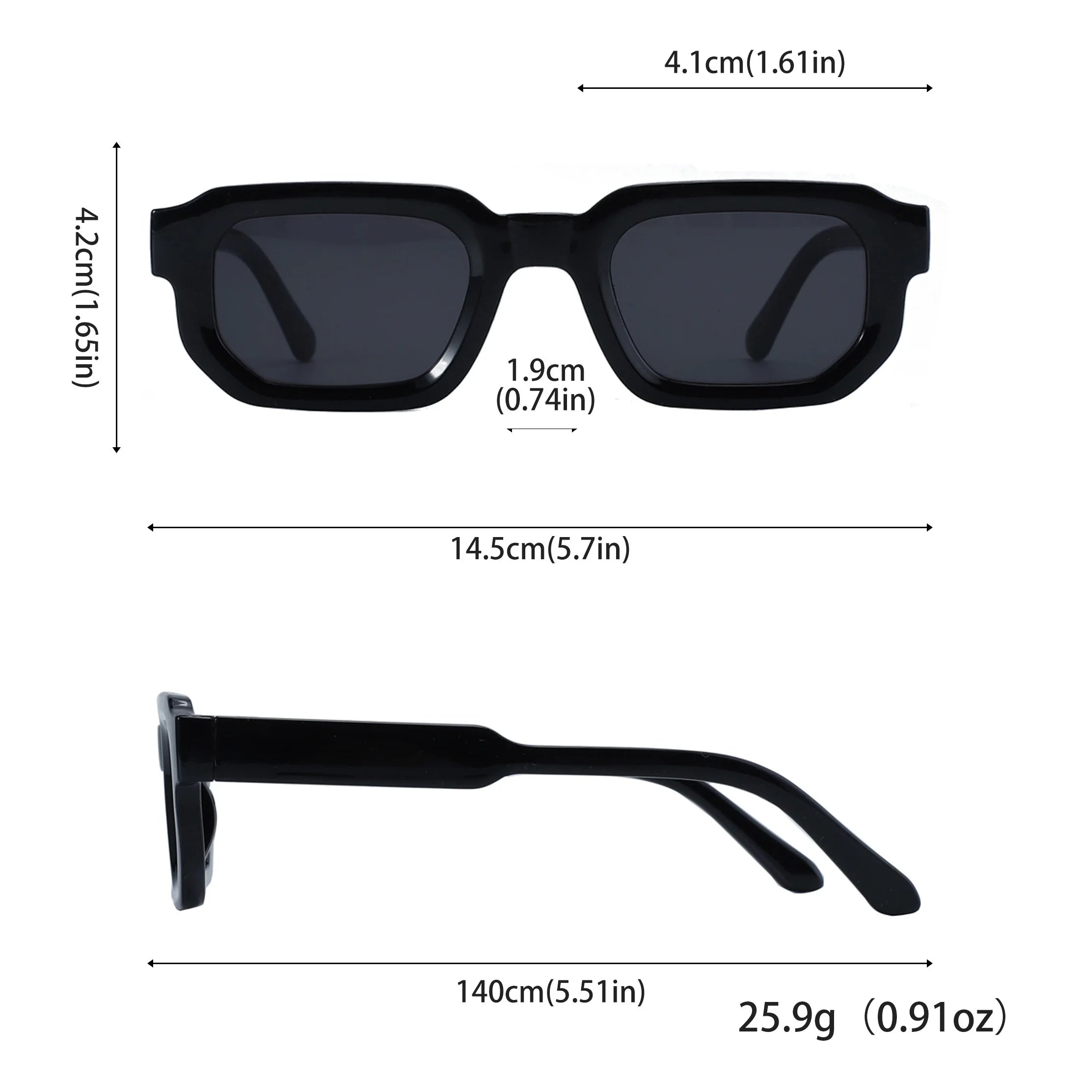 6PCS Vintage Rectangle Sunglasses Retro UV400 Fashion Eyewear Set for Women & Men
