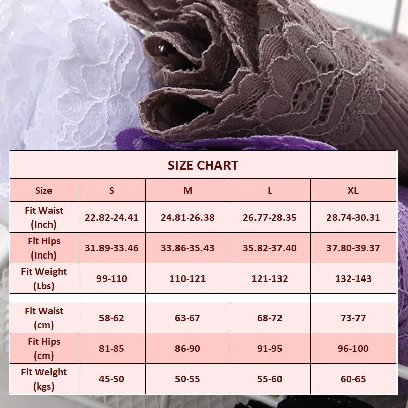 7Pcs Women’s Lace Cotton Panties Set Soft Seamless Low-Rise Brazilian Underwear S-XL