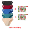 5Panties with 2Bag Sexy Lace Leakproof Menstrual Panties New Breathable Fast Absorbent Underwear Women Menstrual Briefs lingerie