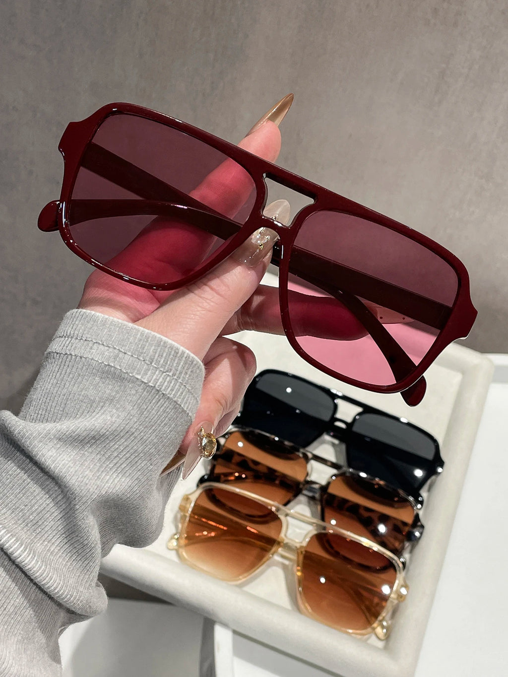4PCS Classic Pilot Sunglasses Vintage Double Bridge Aviator Sun Shades for Women & Men