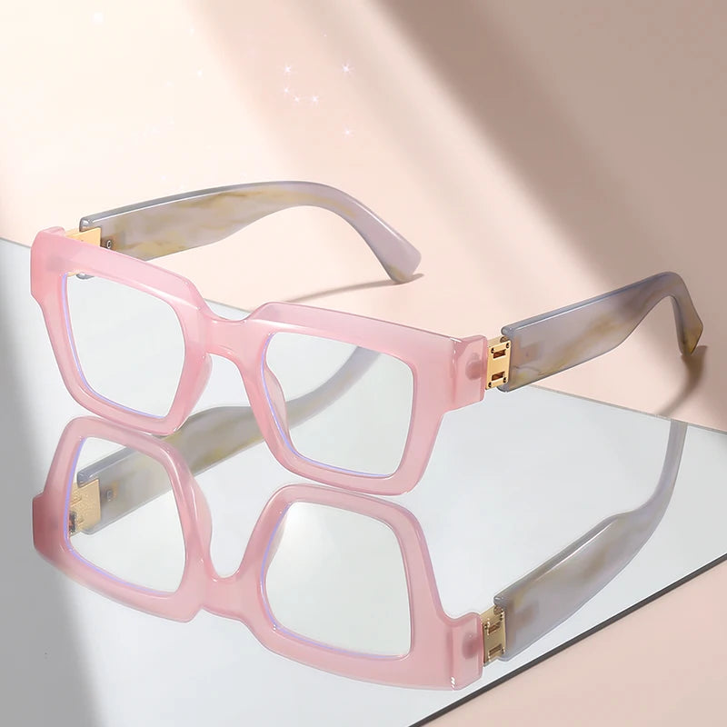 Retro Marble Blue Light Glasses – Luxury Style Unisex Computer Eyewear for Men & Women