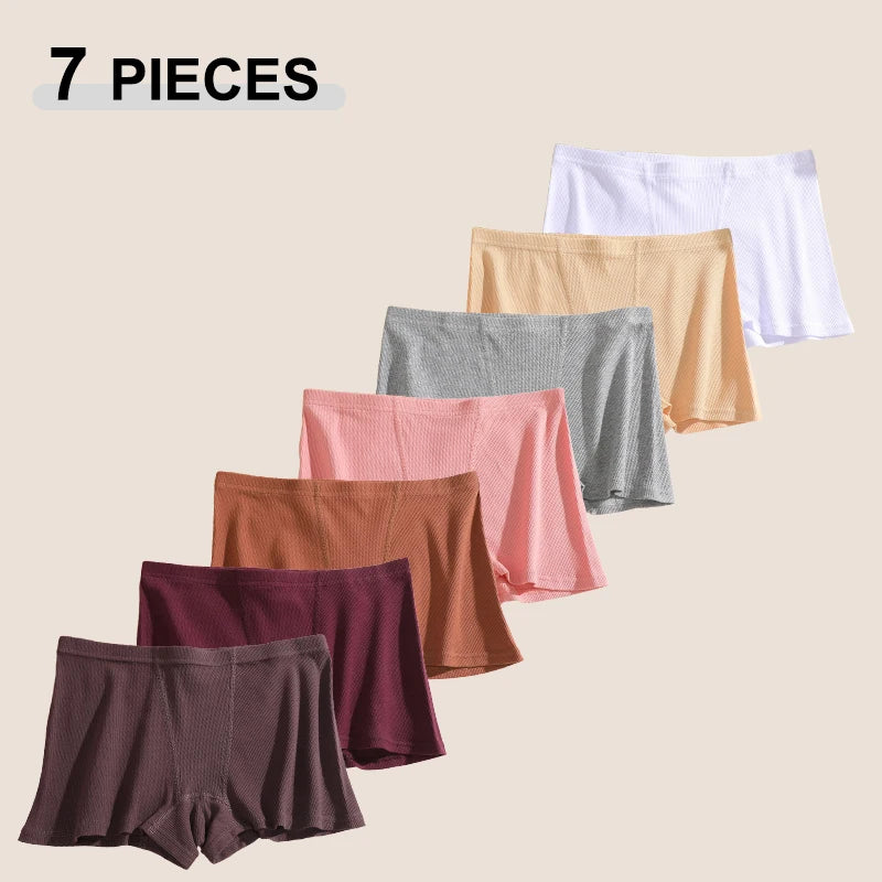 7Pcs Seamless Cotton Women Boyshort Underwear Set S–XXL – High Waist Soft Stretch Cozy Breathable Everyday Panties