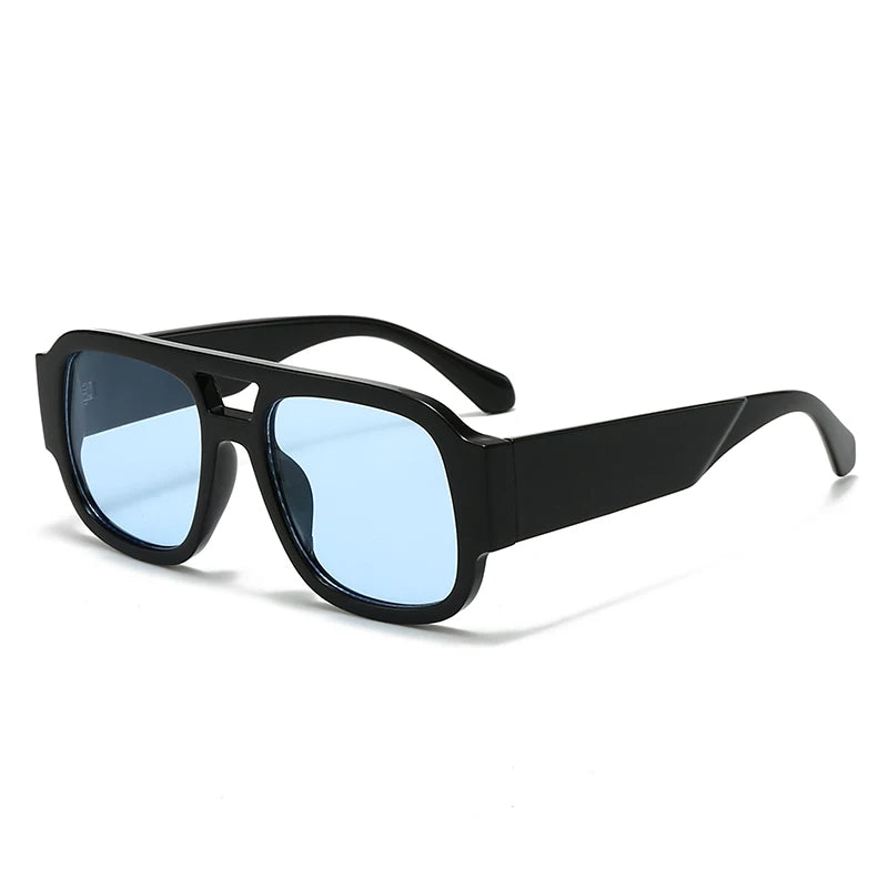 4 Sets Oversized Square Sunglasses Double Bridge Candy Color Fashion Outdoor Shades for Women & Men