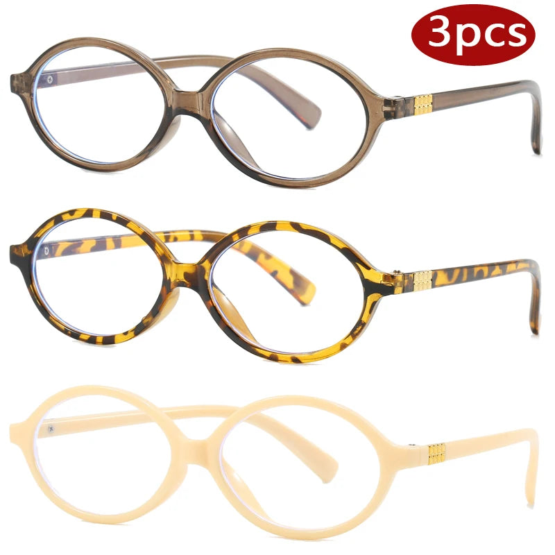 3pcs Fashion Small Oval Clear Lens Glasses Frames Women Anti Blue Light Glasses Frame Computer Optical Lenses Eyeglasses