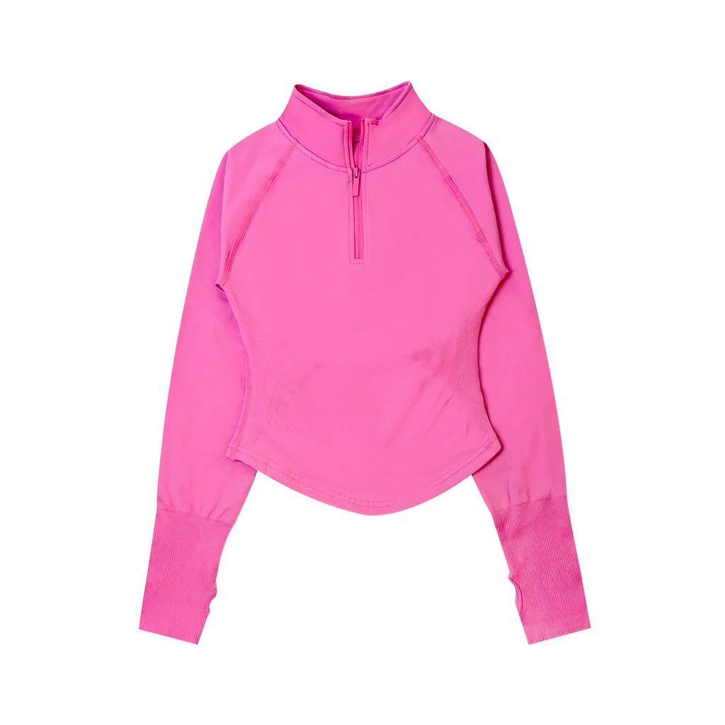 Women’s Seamless Half Zip Workout Jacket Long Sleeve Yoga Running Fitness Top