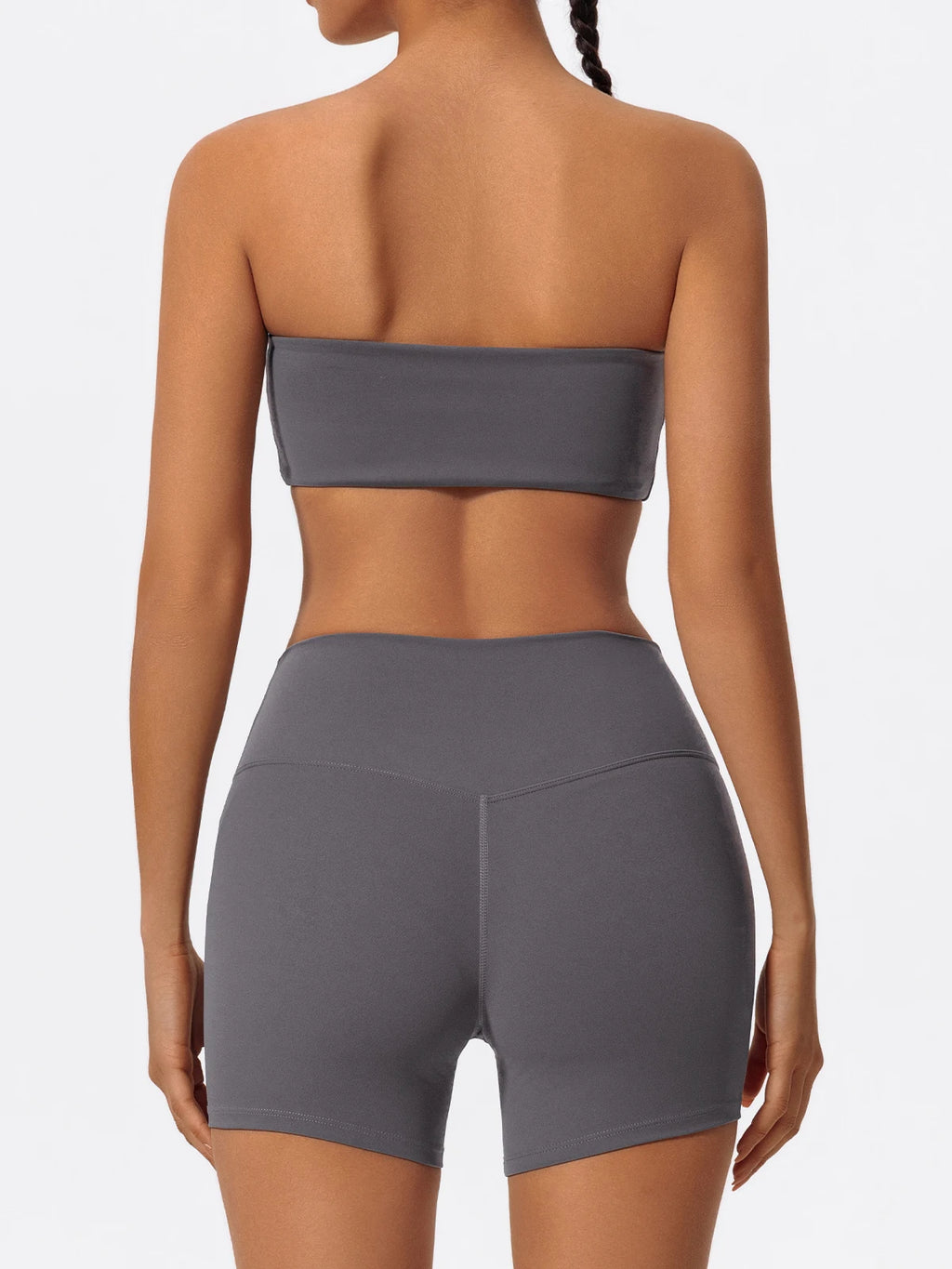 Summer 2-Piece Women’s Workout Set – Strapless Sports Bra & High Waist Yoga Shorts, Gym Fitness Outfit