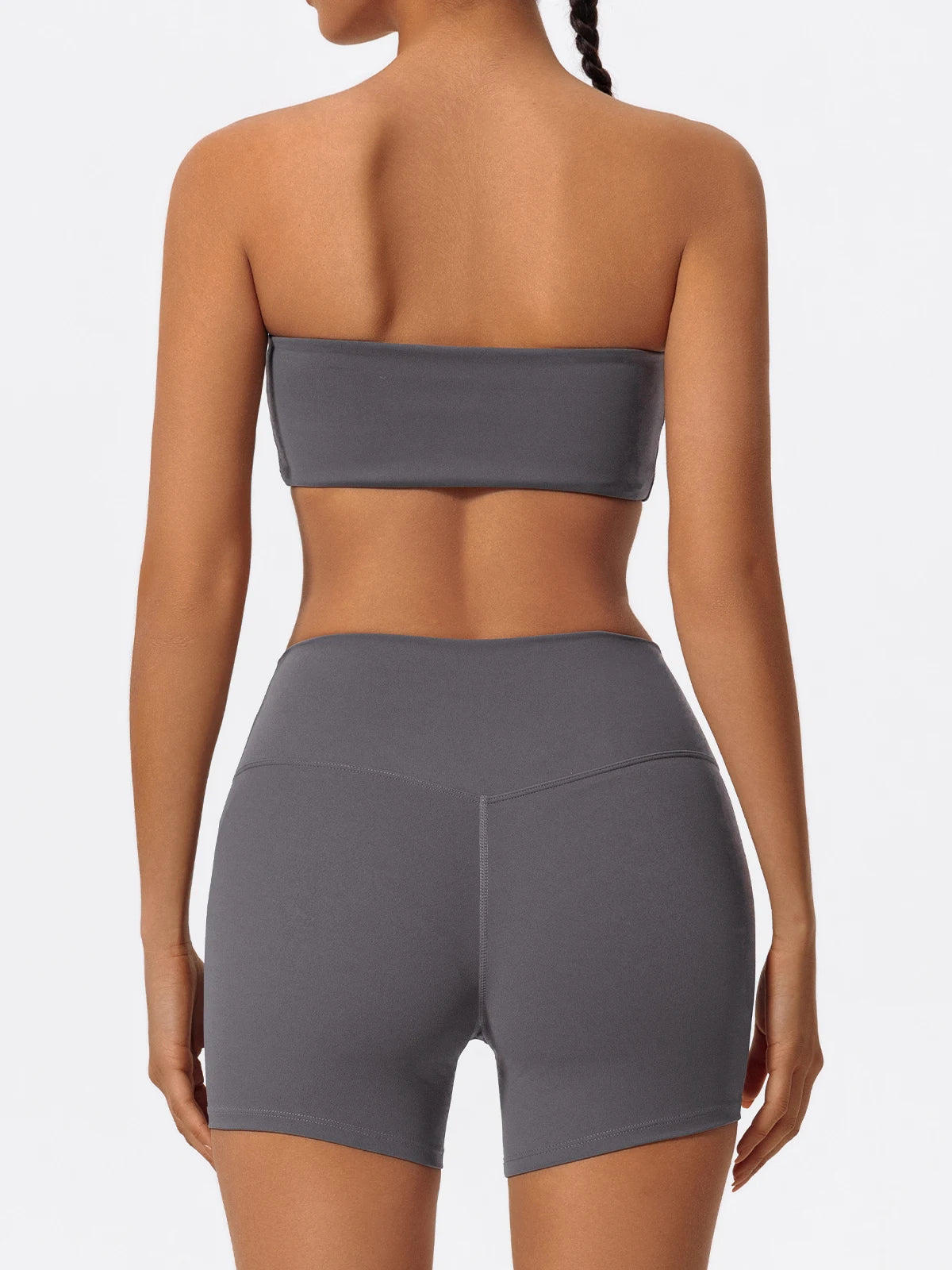 Summer 2-Piece Women’s Workout Set – Strapless Sports Bra & High Waist Yoga Shorts, Gym Fitness Outfit