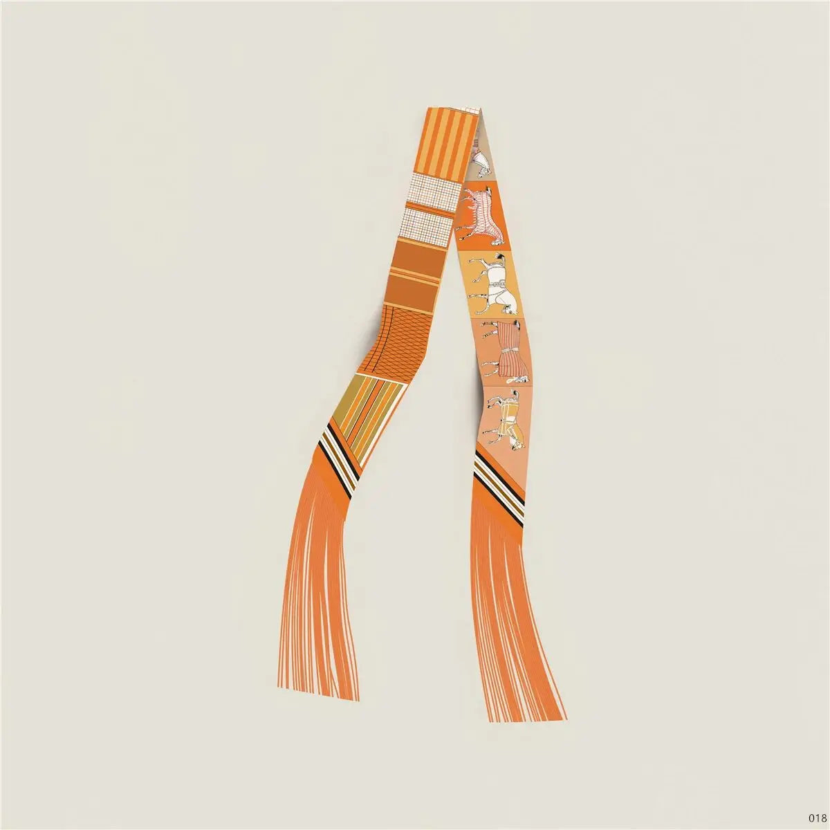 Women's Satin Silk Feel Twilly Fringe Scarf – Tassel Print Scarf Ribbon, Bag Handle Wrap & Neck Scarf