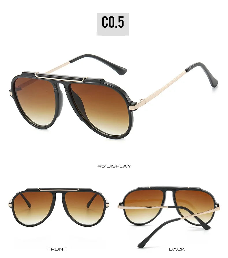 Oversized Pilot Sunglasses – Vintage Gradient UV400 Shades, Fashion Eyewear for Women & Men