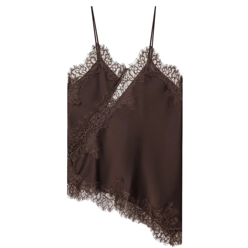 Woman Asymmetrical Slip Top Women's Lace Tanks & Camis Chic Y2K Camisole