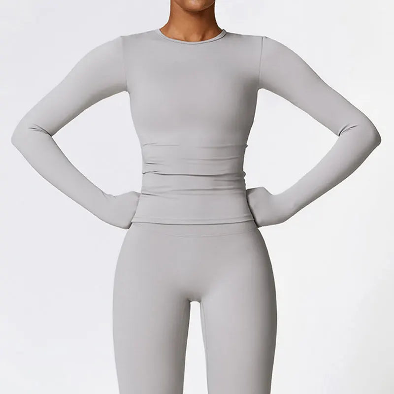 Women’s Seamless Long Sleeve Activewear Top Quick Dry Breathable Casual Workout Shirt