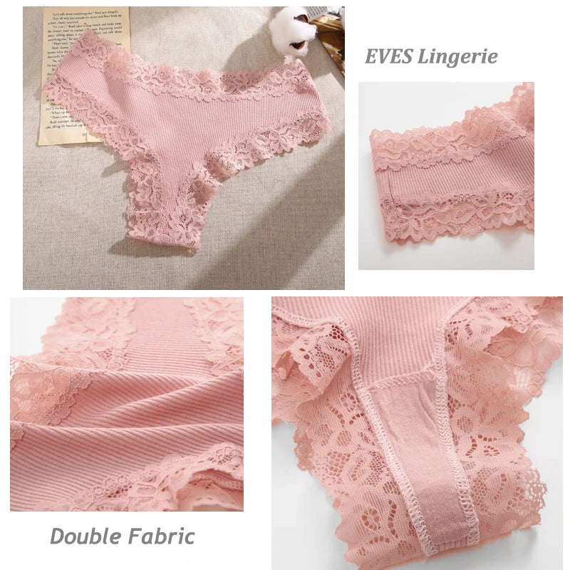 7Pcs Women’s Lace Cotton Panties Set Soft Seamless Low-Rise Brazilian Underwear S-XL