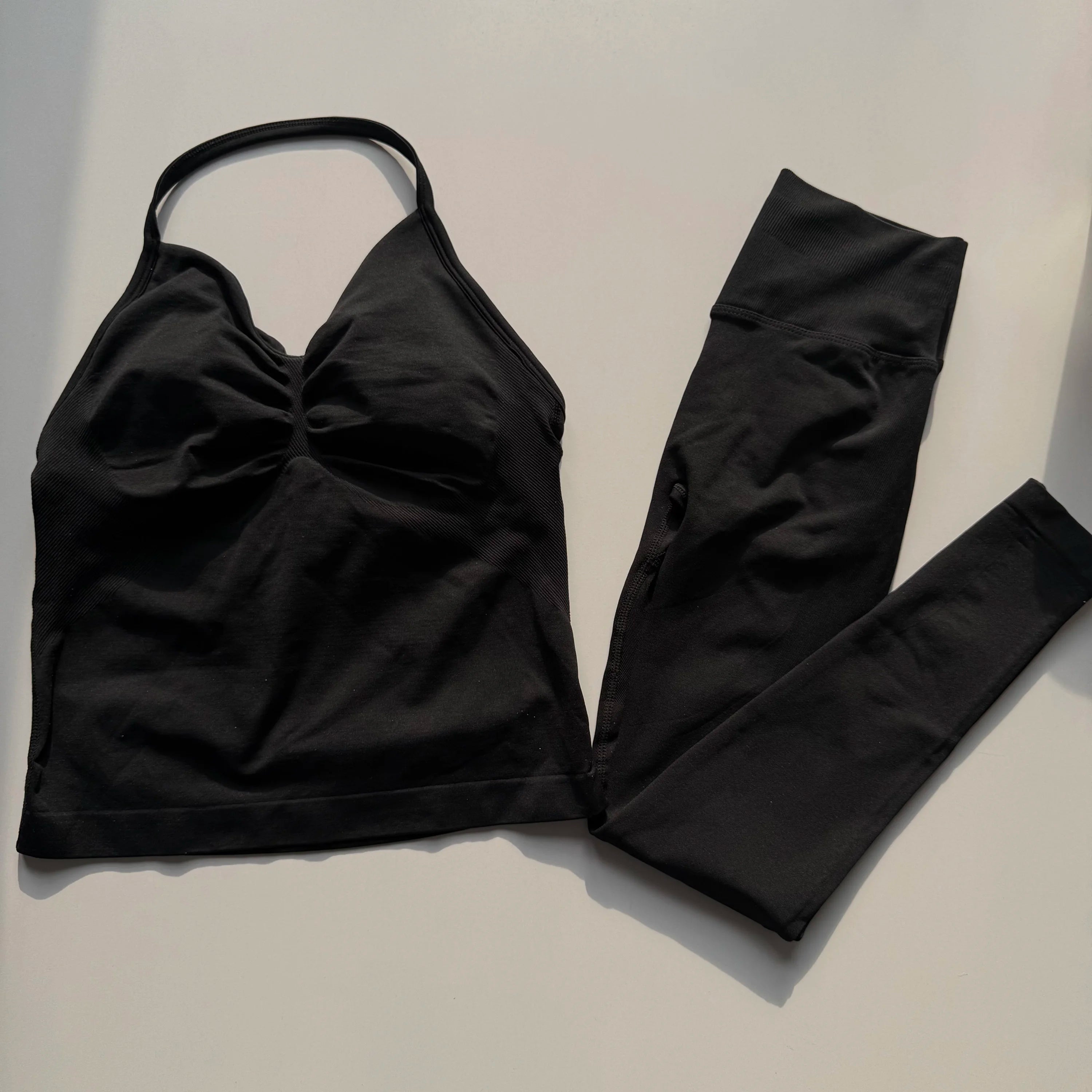Seamless 2PC Workout Set for Women | Strappy Sports Bra + High Waist Sculpt Leggings | TikTok Viral Gym Fit