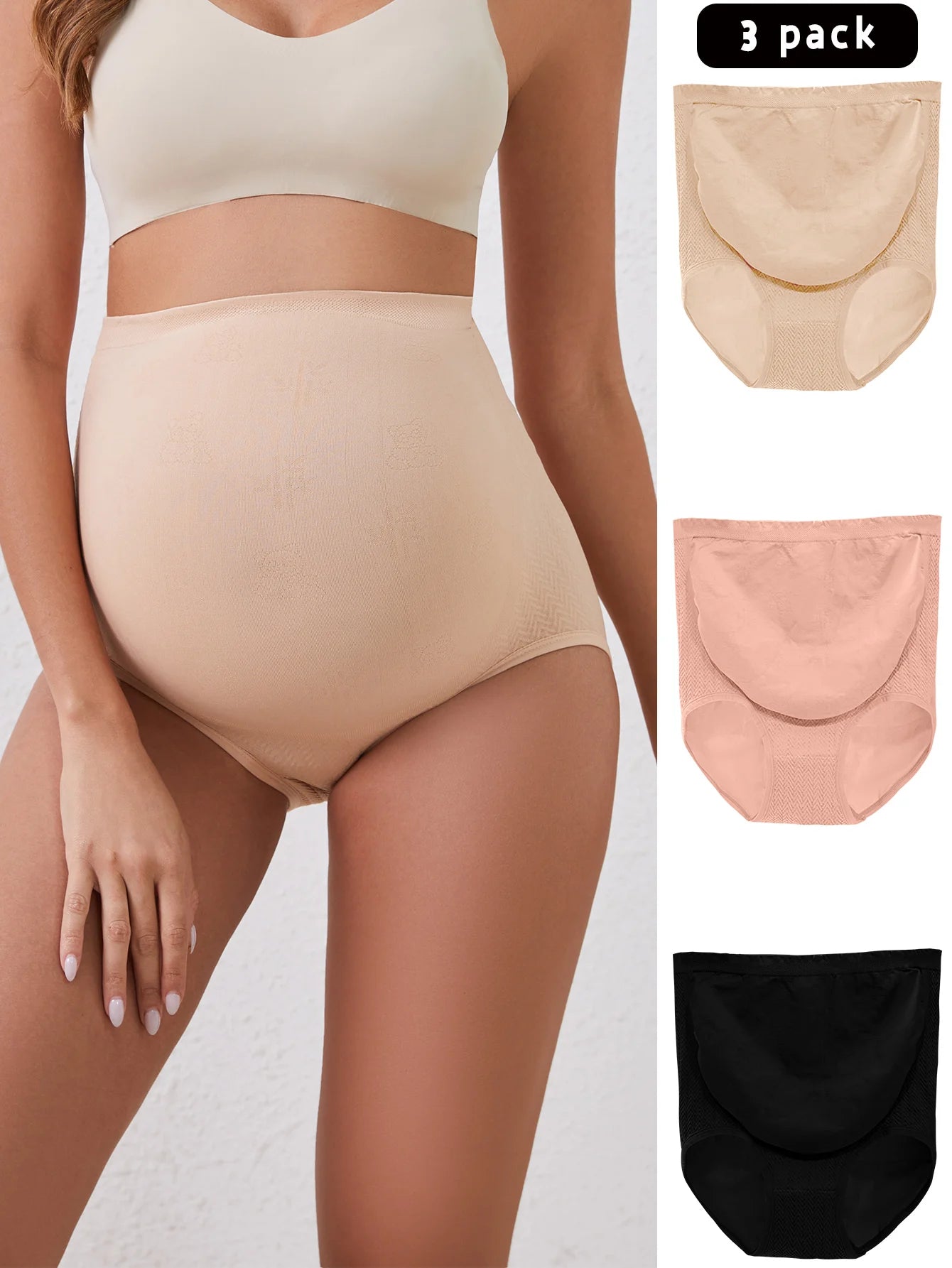 3-Pack High-Waist Maternity Underwear Breathable Cotton Belly Support Panties for Pregnancy
