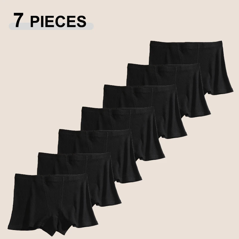 7Pcs Seamless Cotton Women Boyshort Underwear Set S–XXL – High Waist Soft Stretch Cozy Breathable Everyday Panties