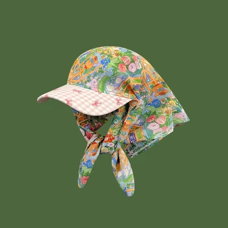 Women’s Big Brim Sun Hat Headscarf Baseball Cap Summer Sunshade Hat