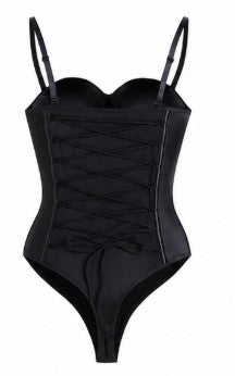 Women’s Seamless Lace-Up Shapewear Bodysuit – Tummy Control Thong Full Body Shaper