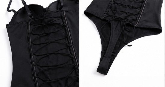Women’s Seamless Lace-Up Shapewear Bodysuit – Tummy Control Thong Full Body Shaper