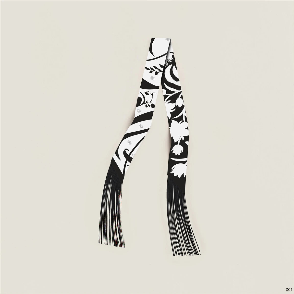 Women's Satin Silk Feel Twilly Fringe Scarf – Tassel Print Scarf Ribbon, Bag Handle Wrap & Neck Scarf