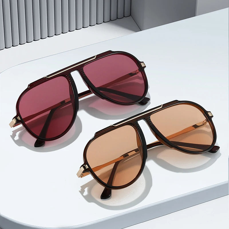 Oversized Pilot Sunglasses – Vintage Gradient UV400 Shades, Fashion Eyewear for Women & Men