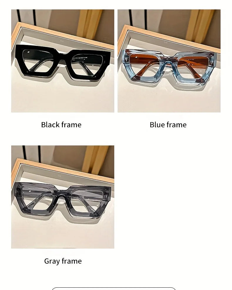 Y2K Oversized Clear Lens Glasses – Print Frame, Blue Light Blocking Fashion Eyewear