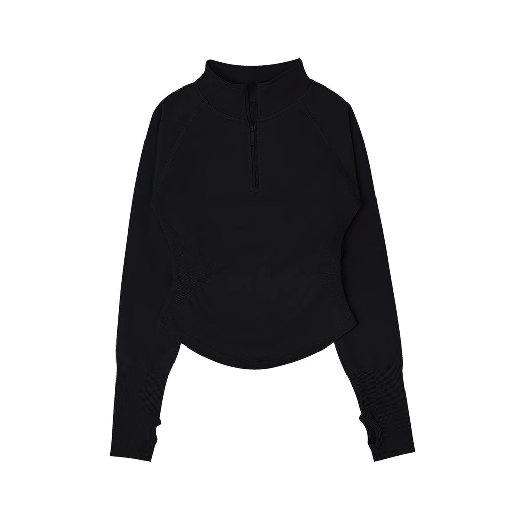 Women’s Seamless Half Zip Workout Jacket Long Sleeve Yoga Running Fitness Top
