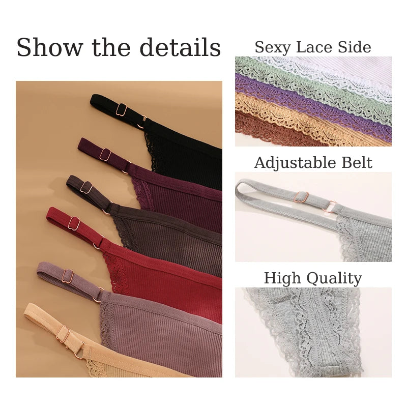 8Pcs Women’s Cotton Lace Thongs Seamless Low-Waist Breathable G-String Underwear Set