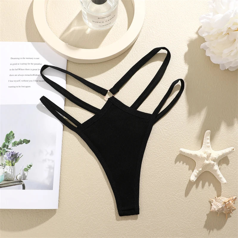 4-Pack Women's Cotton Thongs – Low Rise Breathable Stretch Panties, Everyday Comfort Underwear
