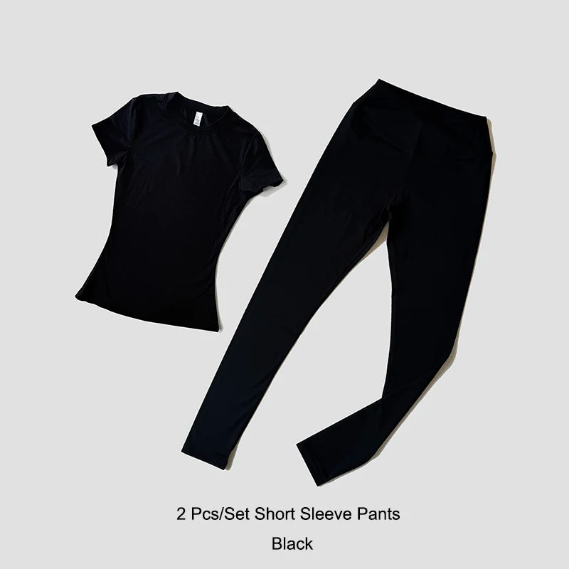 Seamless Yoga Set Women 2 Piece Workout Outfit Leggings High Waisted Gym Set Activewear Crop Top Fitness Clothes